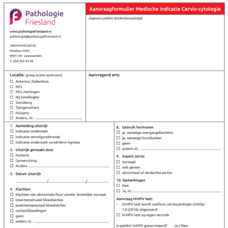 Pf03 Formulier Medische Indicatie Cervix Cytologie 25.08.2023